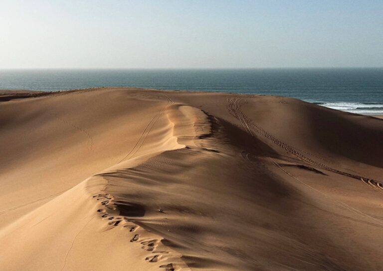 image d'une dune de sable face à l'atlantique au maroc